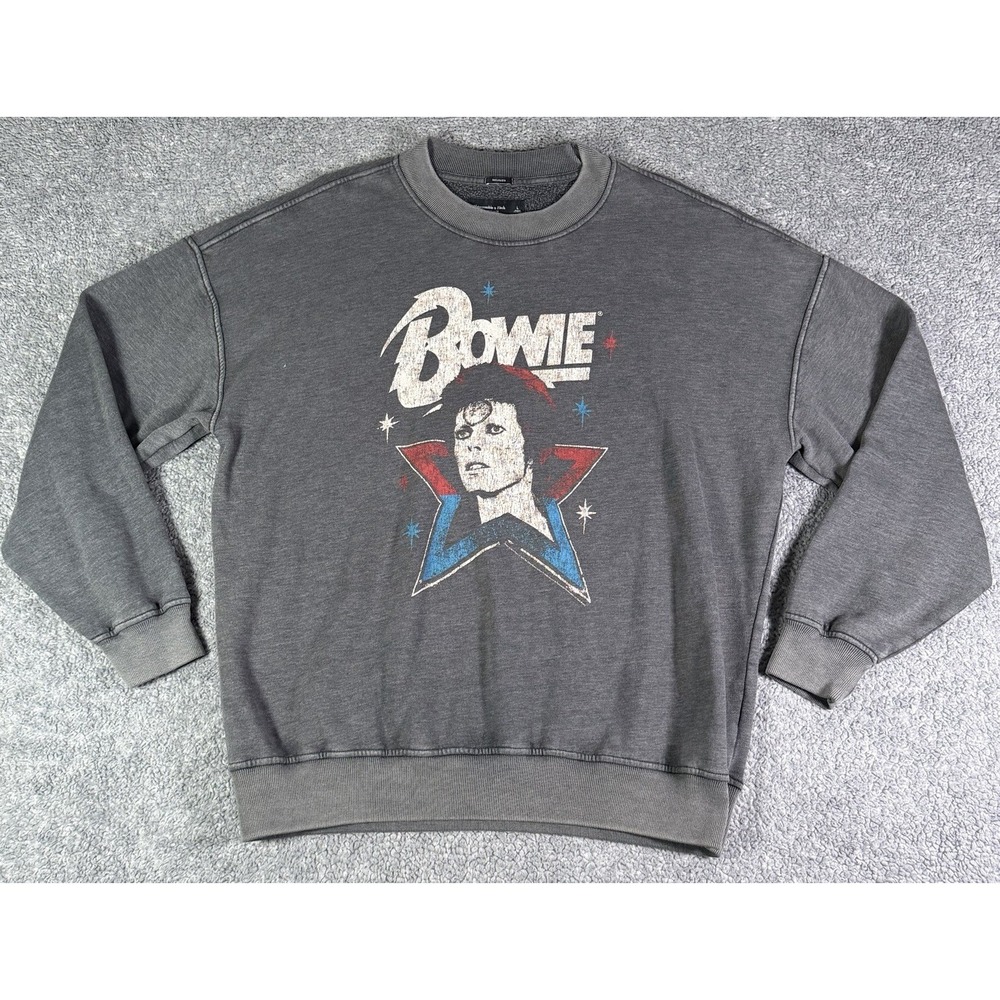Abercrombie & Fitch David Bowie Sweatshirt Mens Large Gray Ziggy Stardust Tour